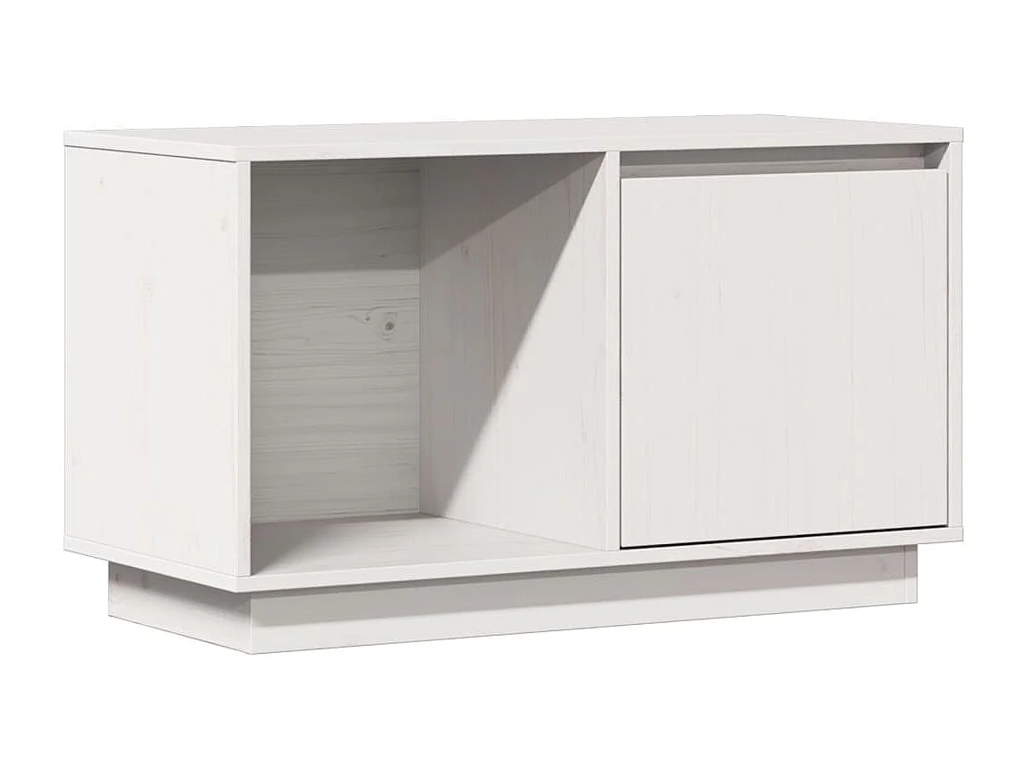 Meuble TV Blanc 74x35x44 cm Bois de pin massif