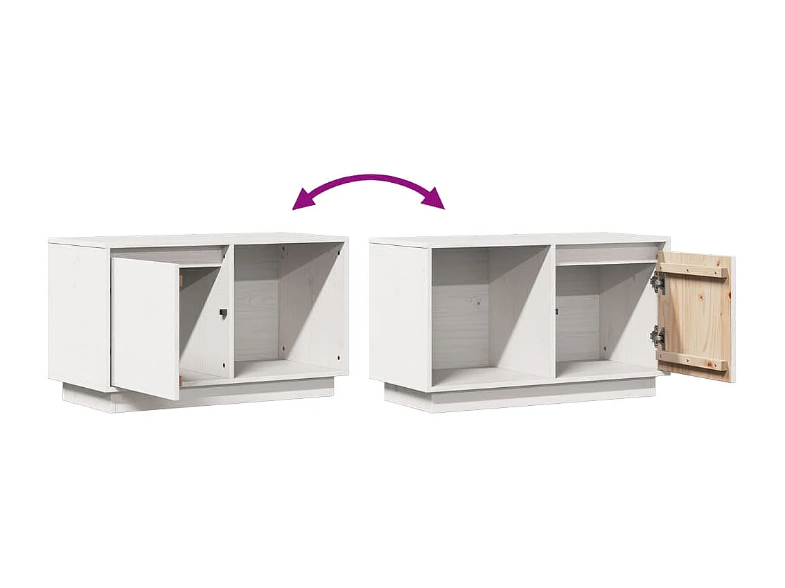 Meuble TV Blanc 74x35x44 cm Bois de pin massif