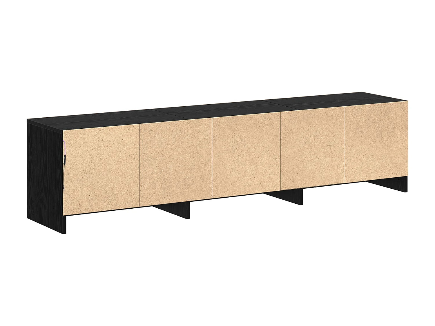 TV-meubel met LED in zwart eiken 162,5x34x40 cm Technisch hout