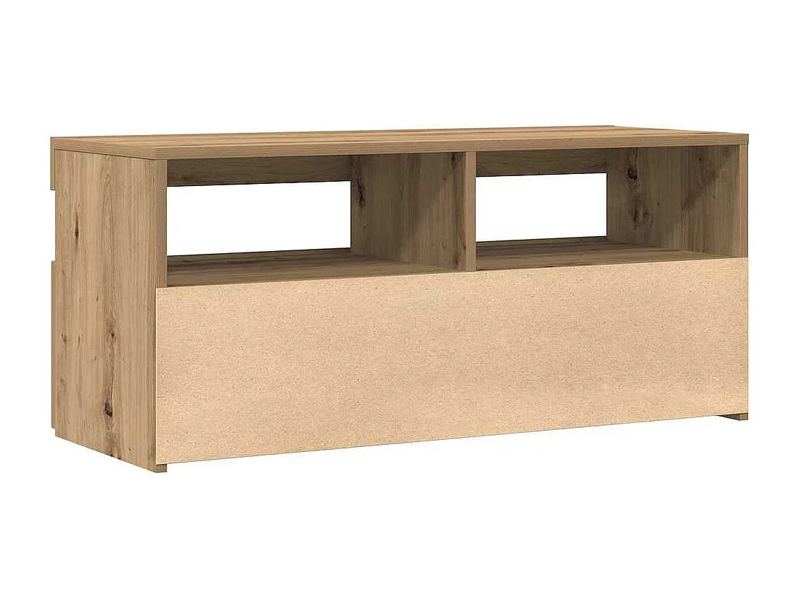 Meuble TV avec lumières LED chêne artisanal bois d'ingénierie