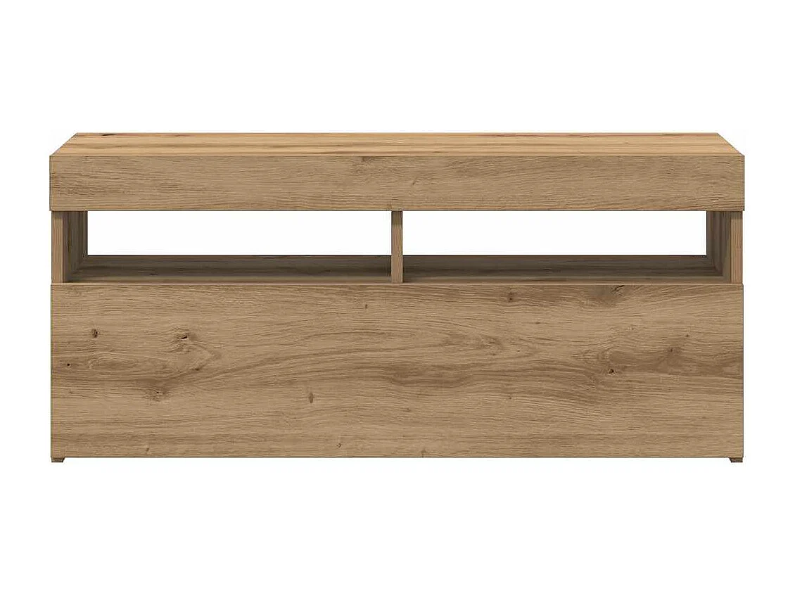 Meuble TV avec lumières LED chêne artisanal bois d'ingénierie