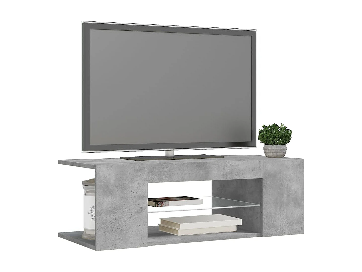 Meuble TV avec lumières LED gris béton 90x39x30 cm