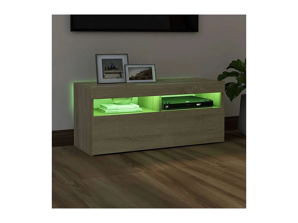 Meuble TV avec lumières LED chêne sonoma 90x35x40 cm