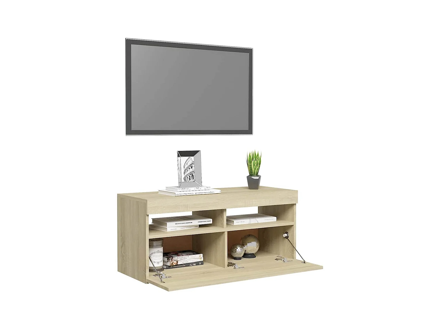 Meuble TV avec lumières LED chêne sonoma 90x35x40 cm