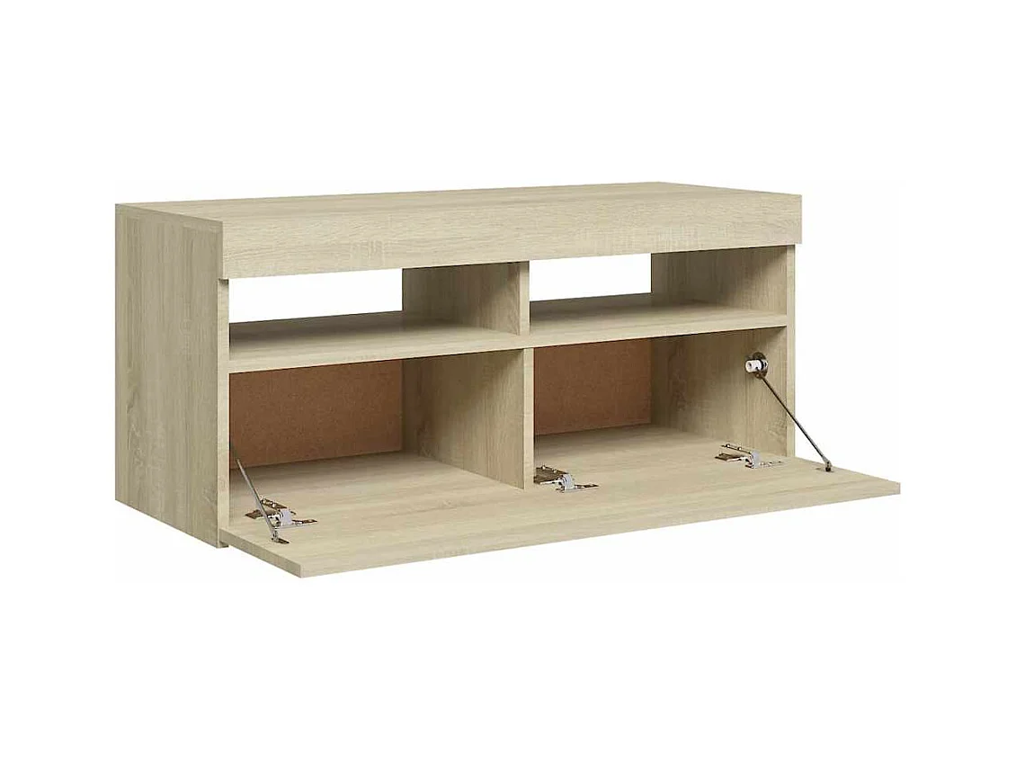 Meuble TV avec lumières LED chêne sonoma 90x35x40 cm