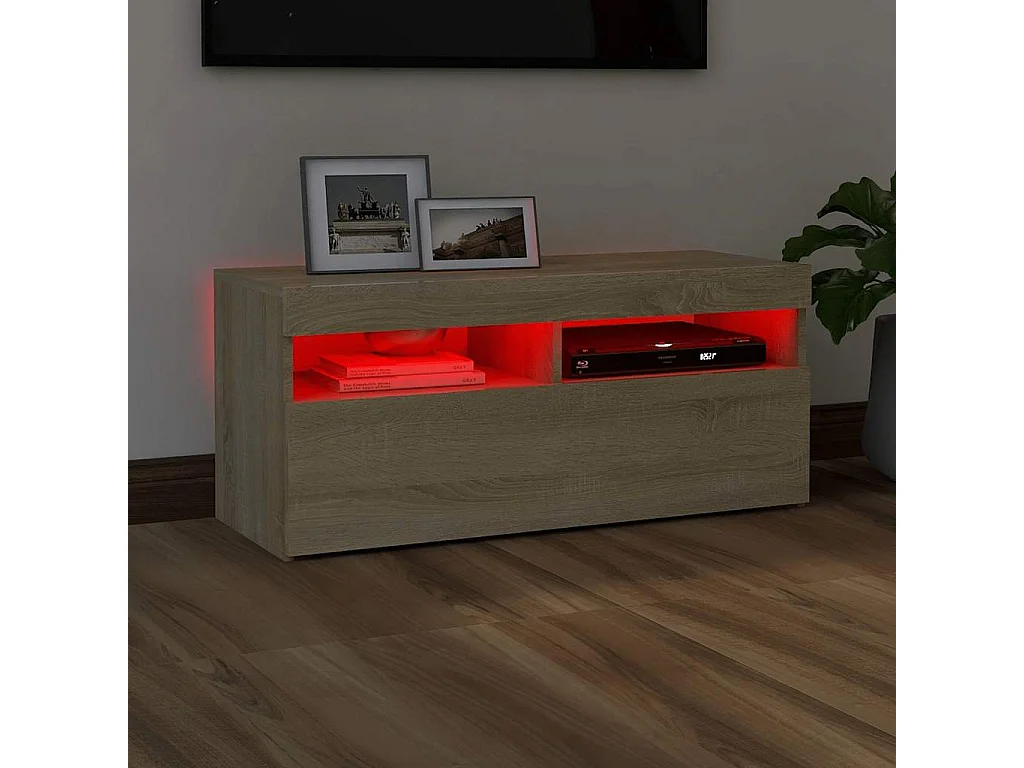 Meuble TV avec lumières LED chêne sonoma 90x35x40 cm