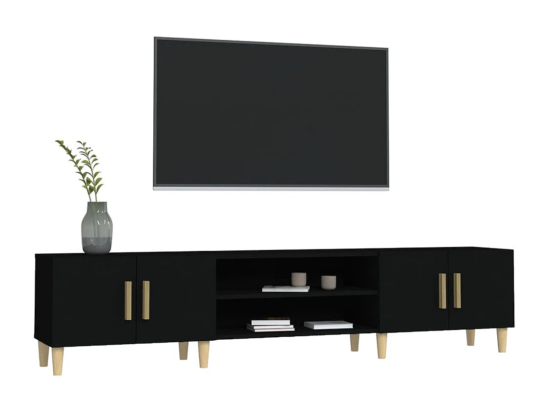 Mueble de TV negro 180x31,5x40 cm madera contrachapada