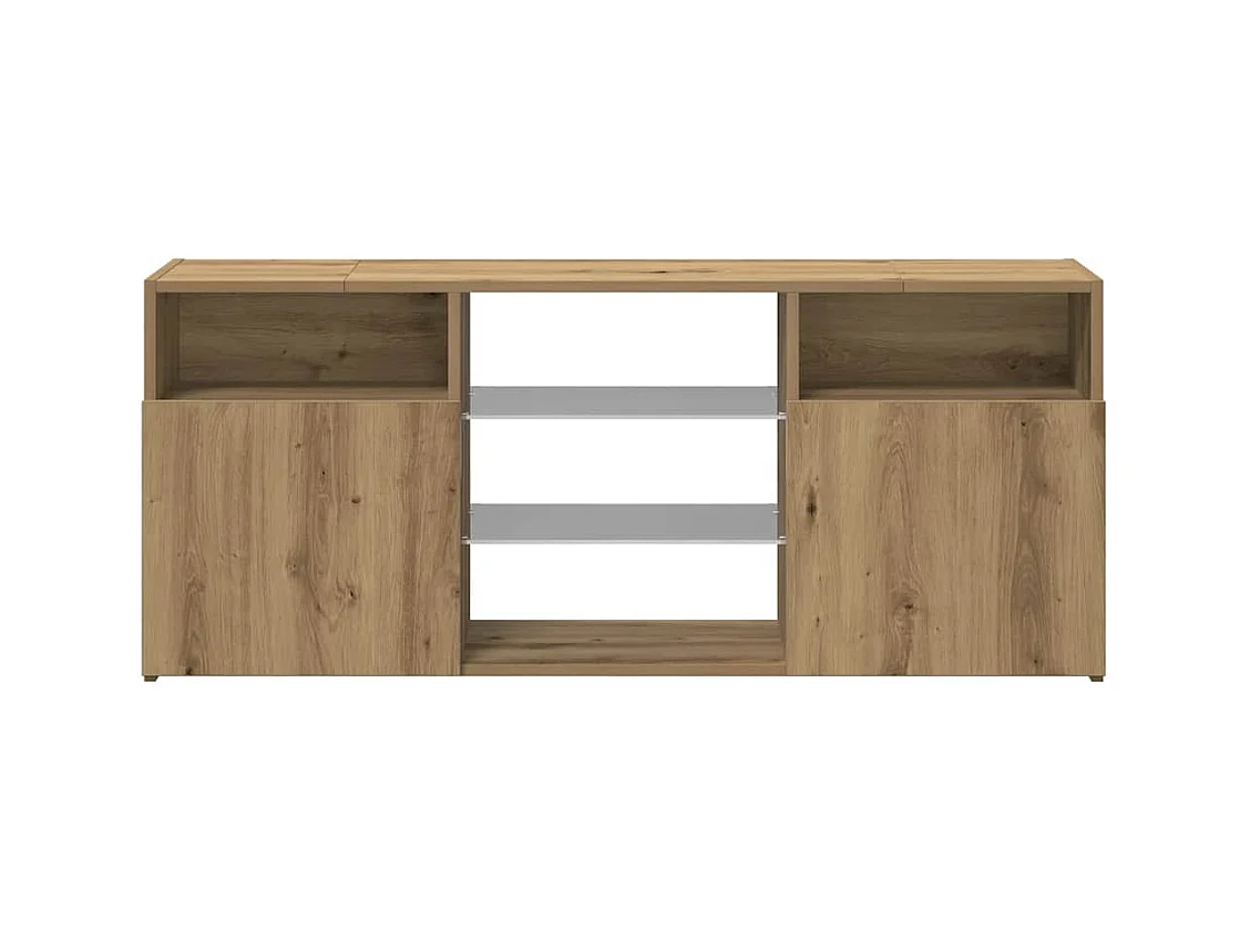 Meuble TV avec lumières LED chêne artisanal bois d'ingénierie