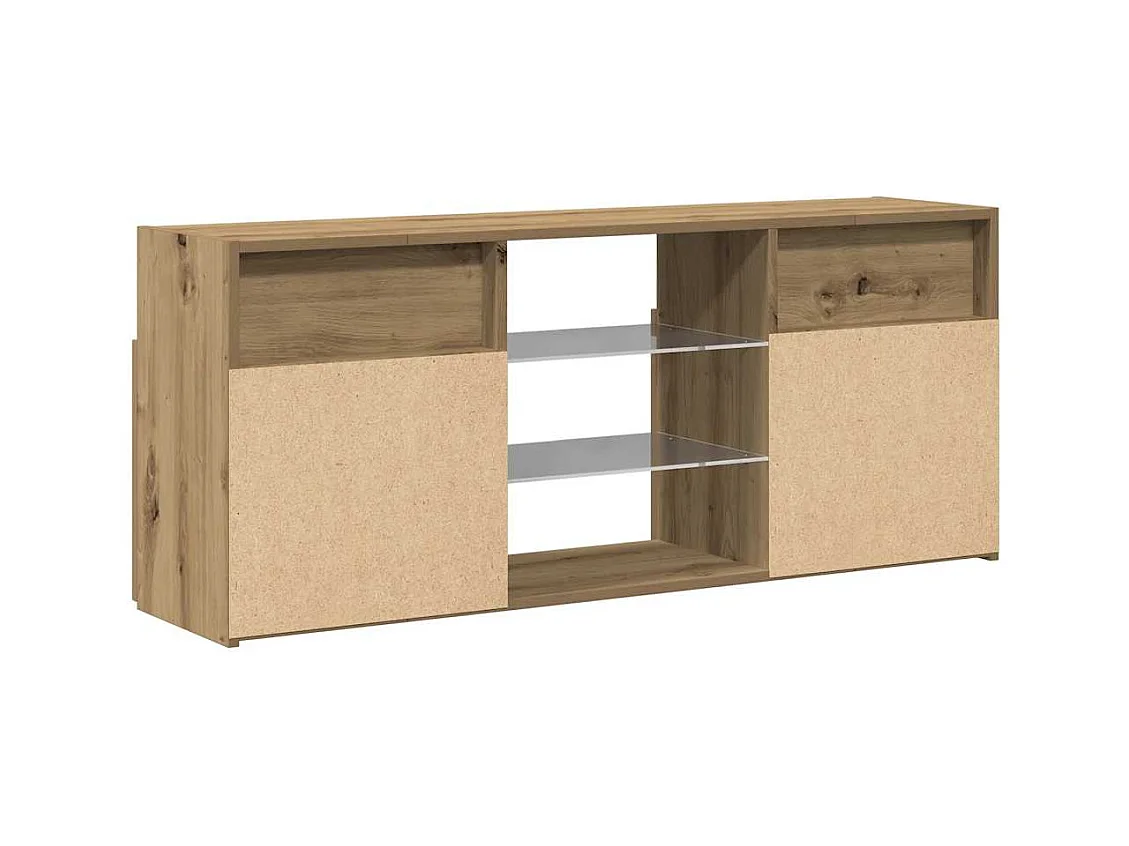 Meuble TV avec lumières LED chêne artisanal bois d'ingénierie