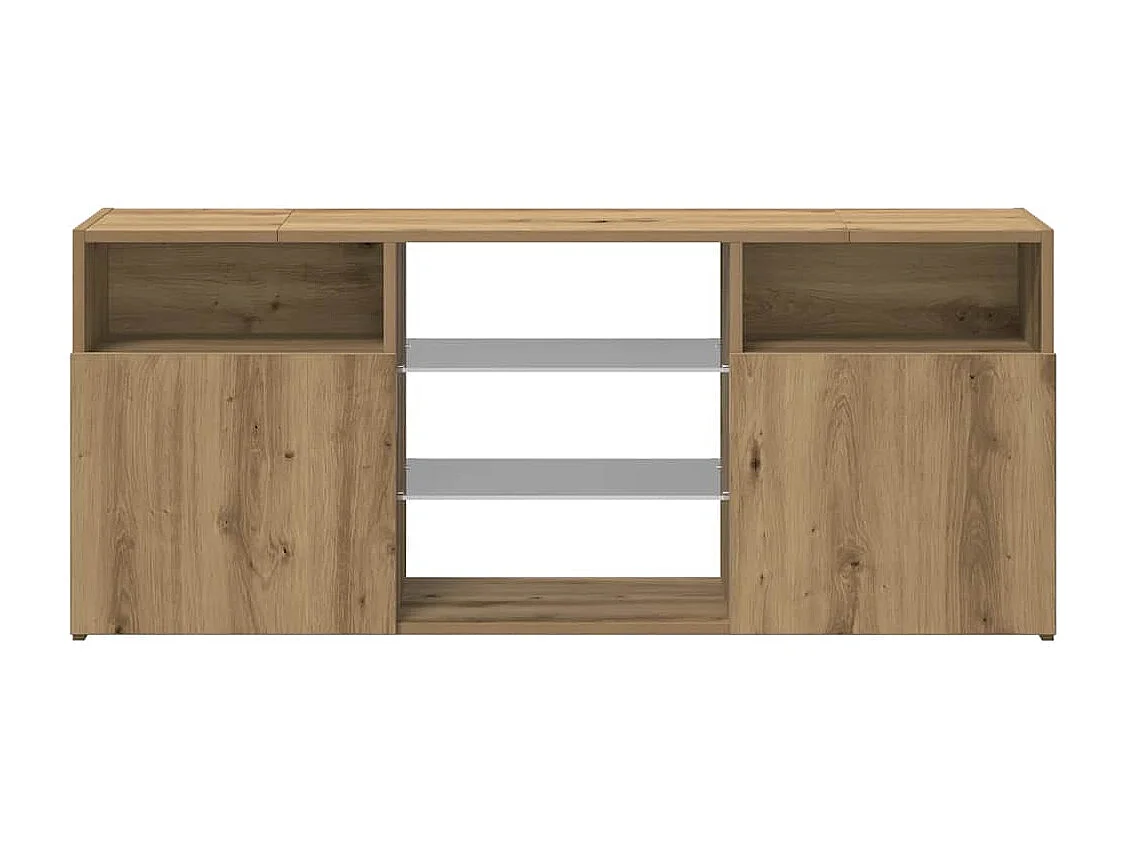 Meuble TV avec lumières LED chêne artisanal bois d'ingénierie