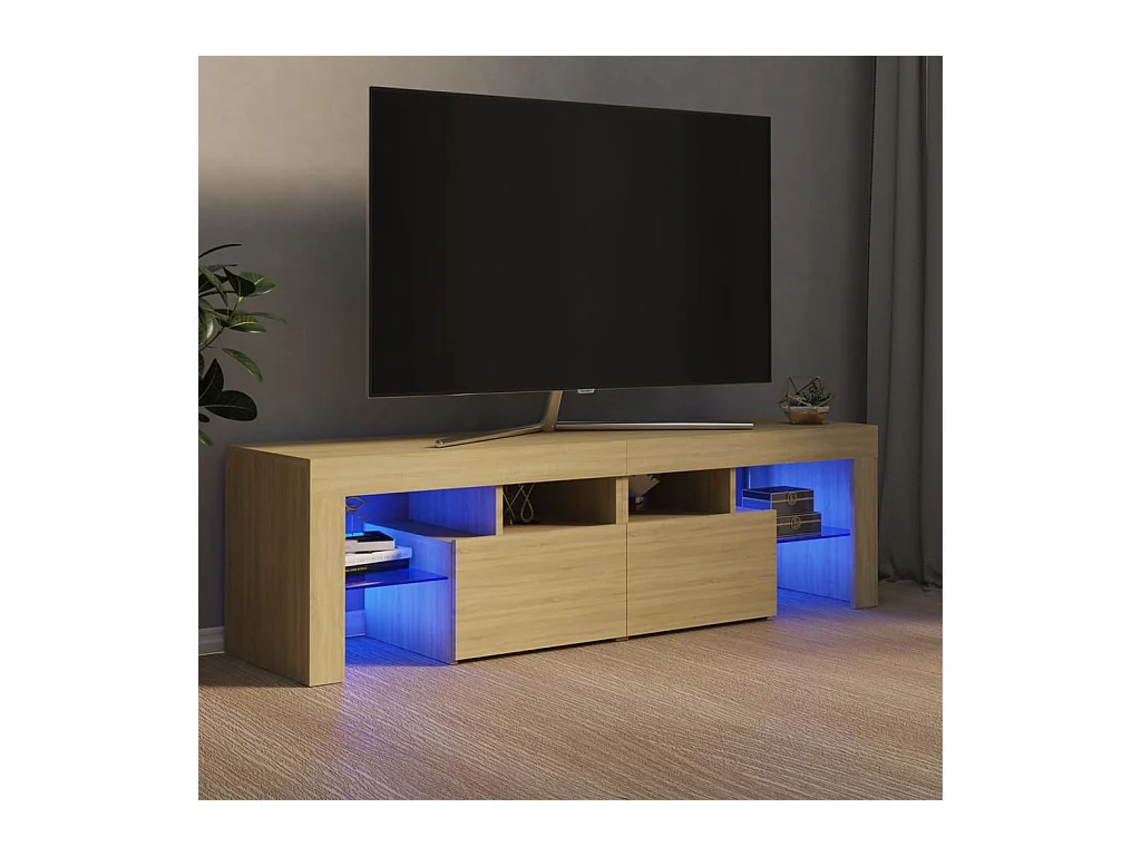 Mobile TV con luci LED Rovere Sonoma 140x36,5x40 cm