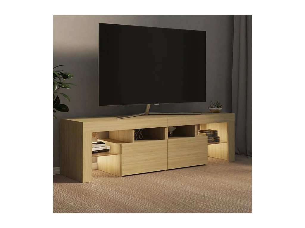 Mobile TV con luci LED Rovere Sonoma 140x36,5x40 cm