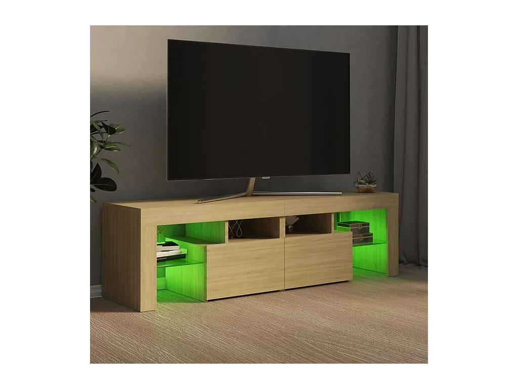 Mobile TV con luci LED Rovere Sonoma 140x36,5x40 cm
