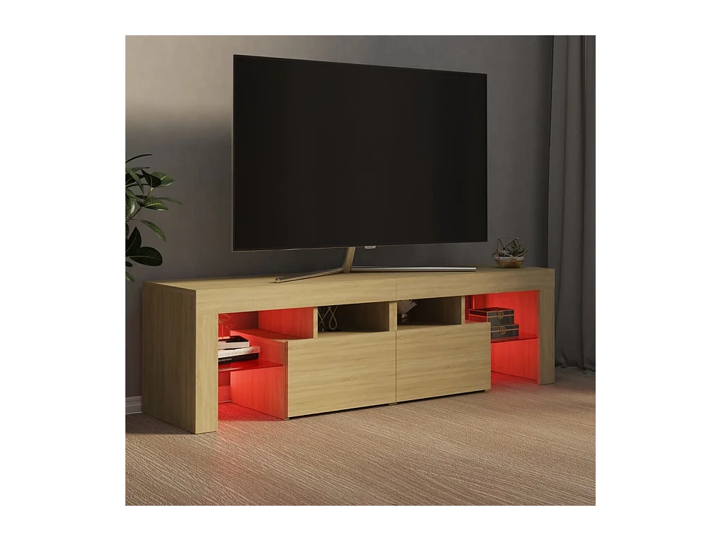 Mobile TV con luci LED Rovere Sonoma 140x36,5x40 cm
