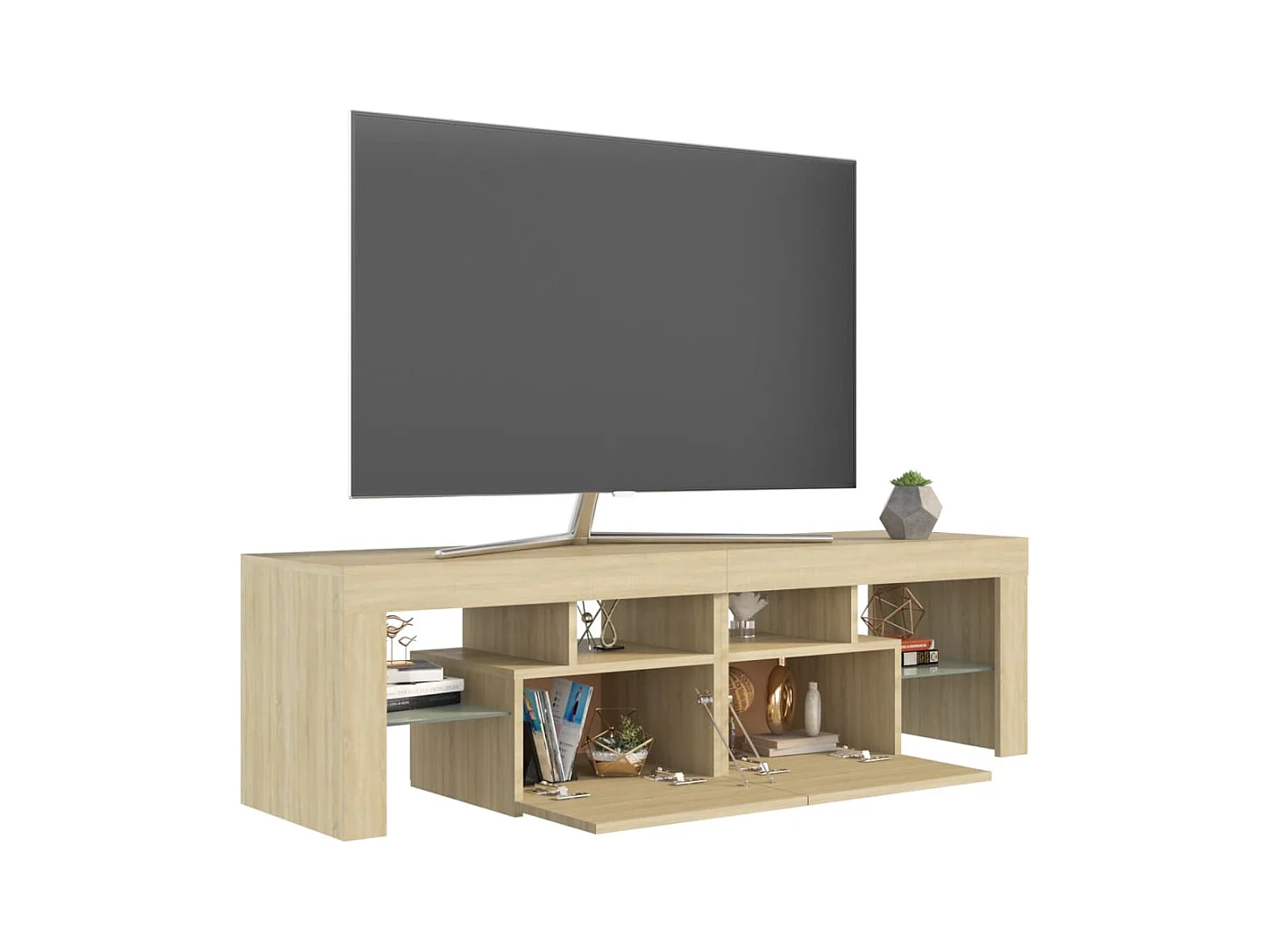 Mobile TV con luci LED Rovere Sonoma 140x36,5x40 cm