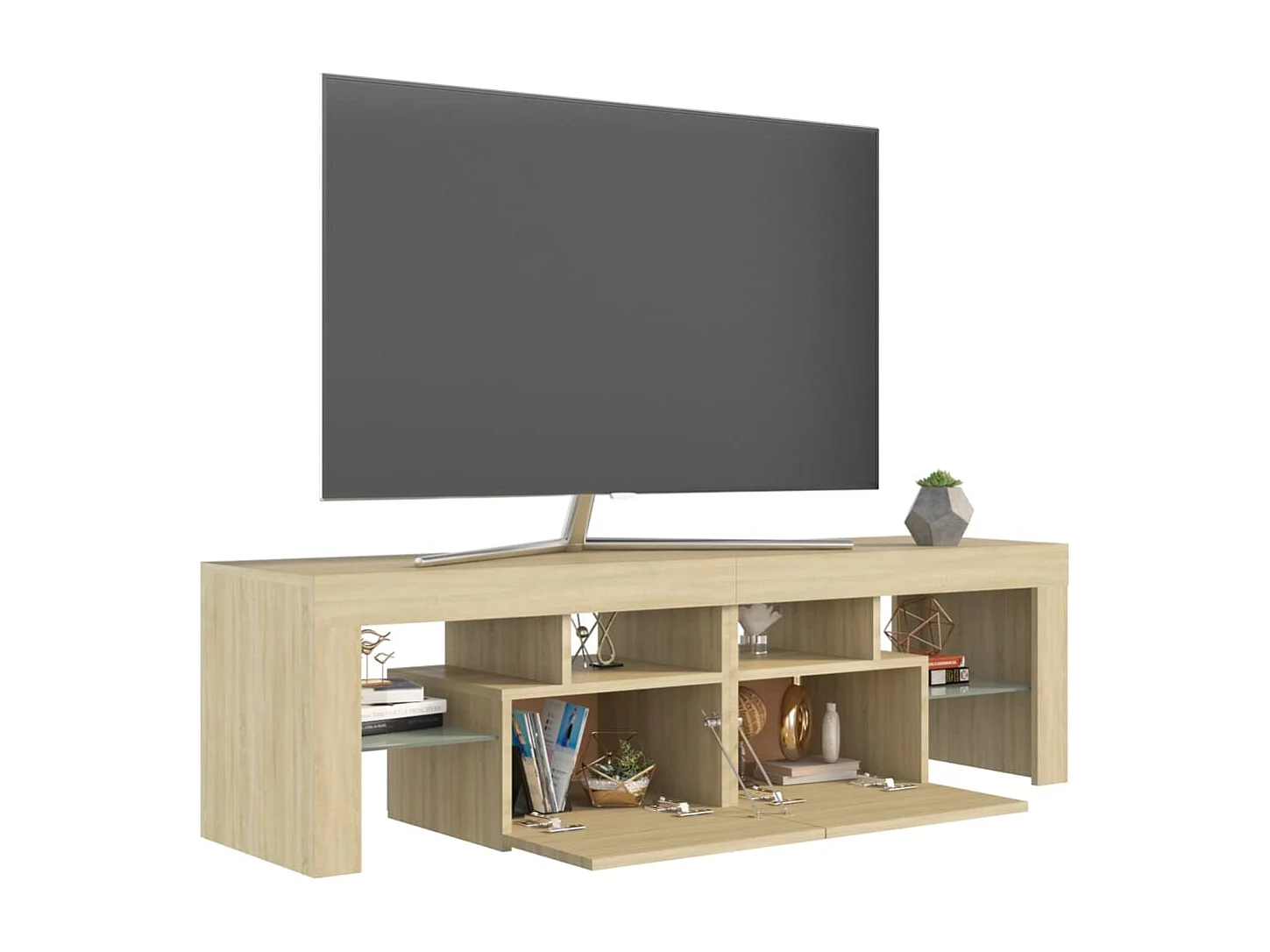 Mueble de TV con luces LED roble Sonoma 140x36,5x40 cm