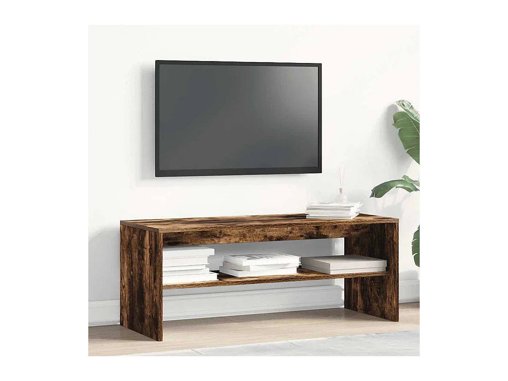 Meuble TV Chêne fumé 100x40x40 cm Bois d'ingénierie