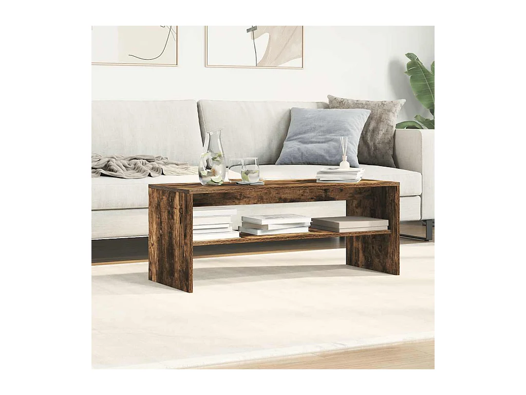 Meuble TV Chêne fumé 100x40x40 cm Bois d'ingénierie