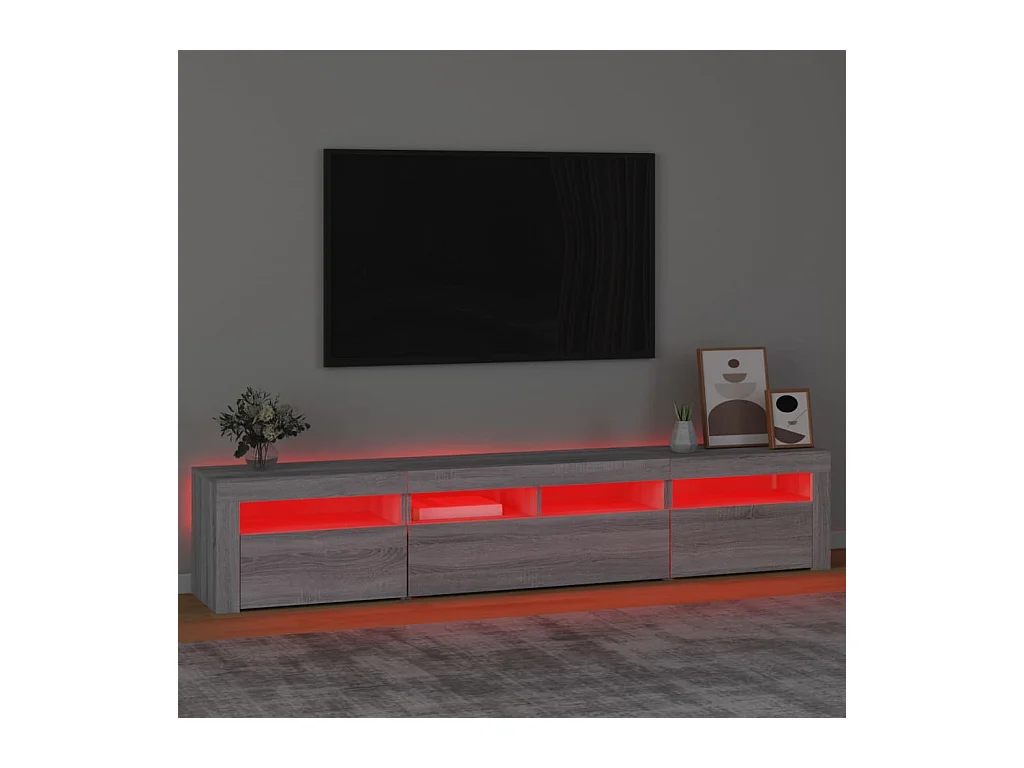 Meuble TV avec lumières LED Sonoma gris 210x35x40 cm