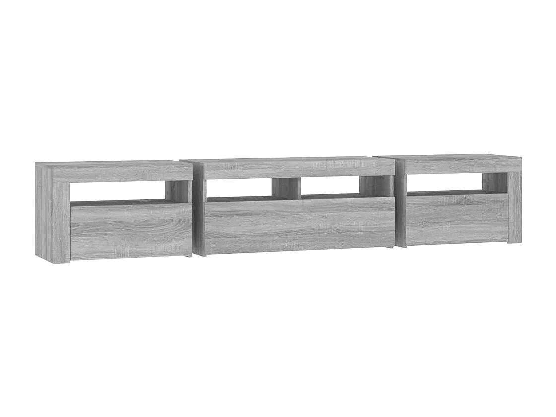 Mueble de TV Sonoma gris con luces LED 210x35x40 cm