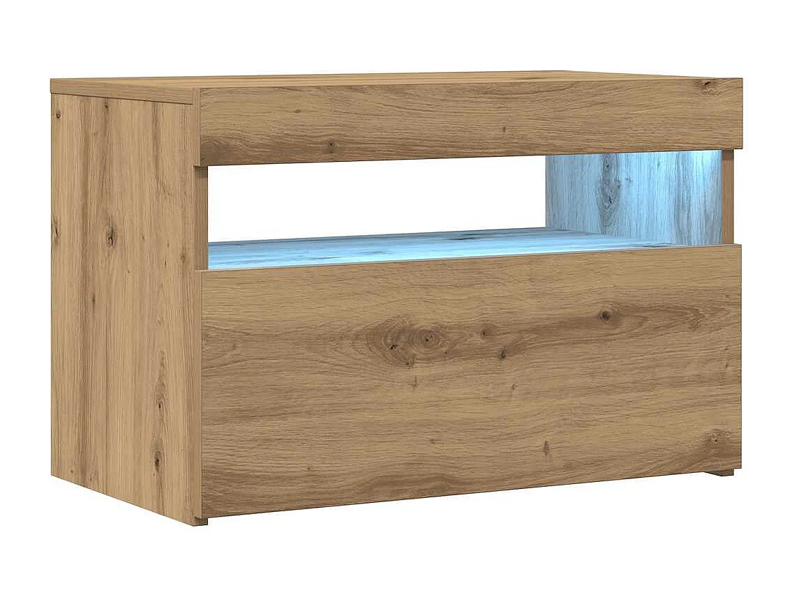 Mobile porta TV con luci a LED in rovere lavorato a mano