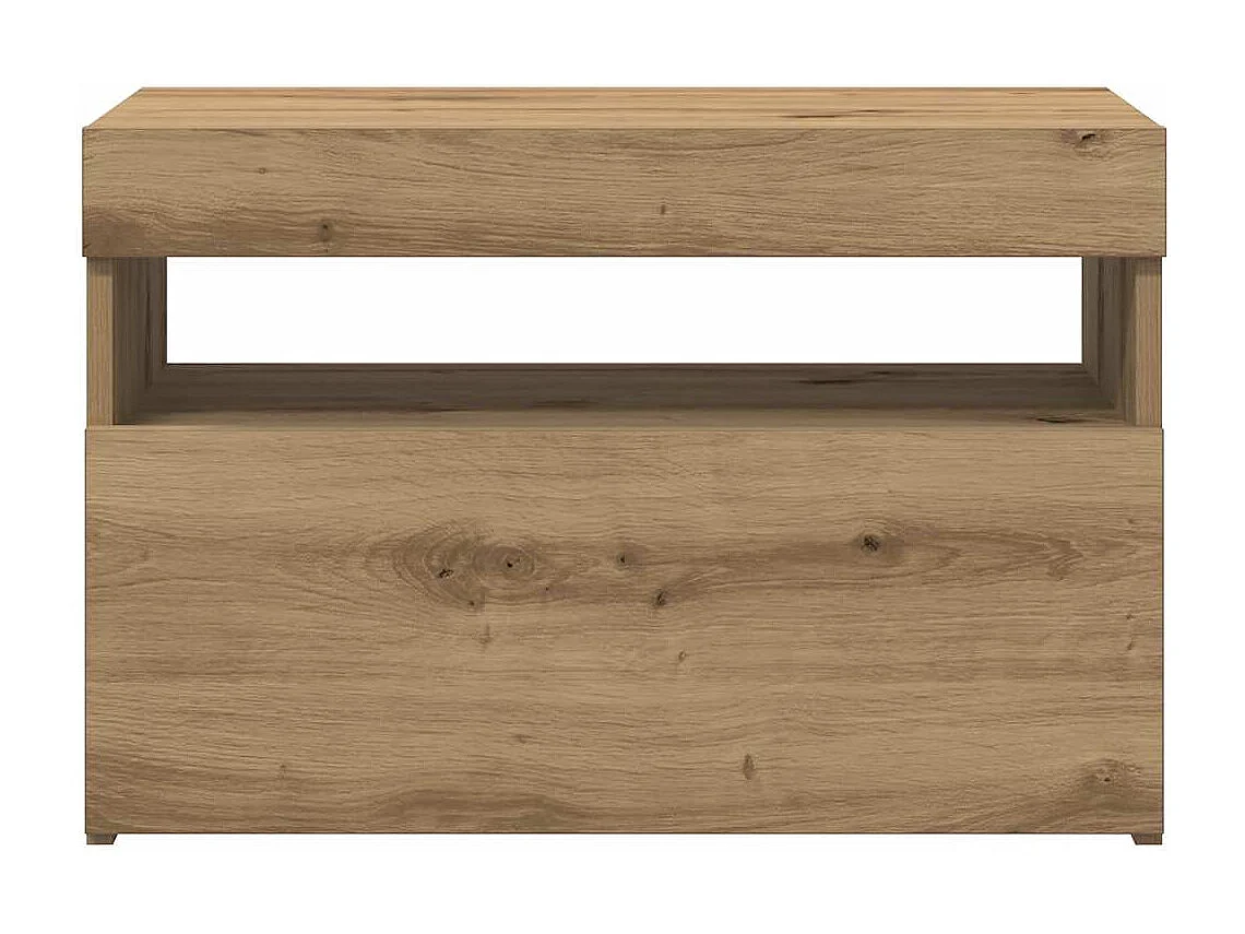 Mobile porta TV con luci a LED in rovere lavorato a mano