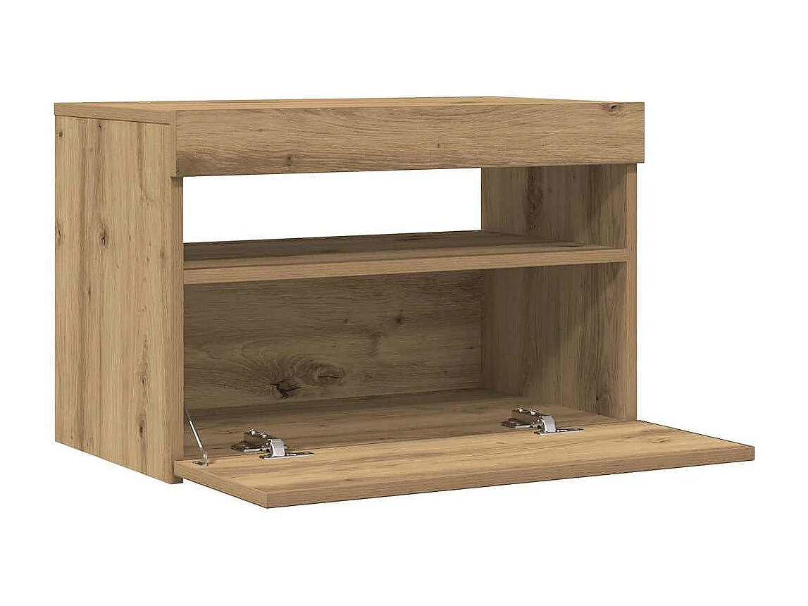 Mobile porta TV con luci a LED in rovere lavorato a mano