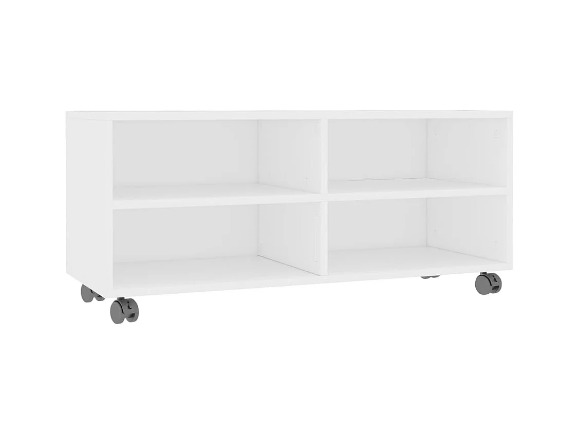 Meuble TV avec roulettes Blanc 90x35x35 cm Bois d'ingénierie