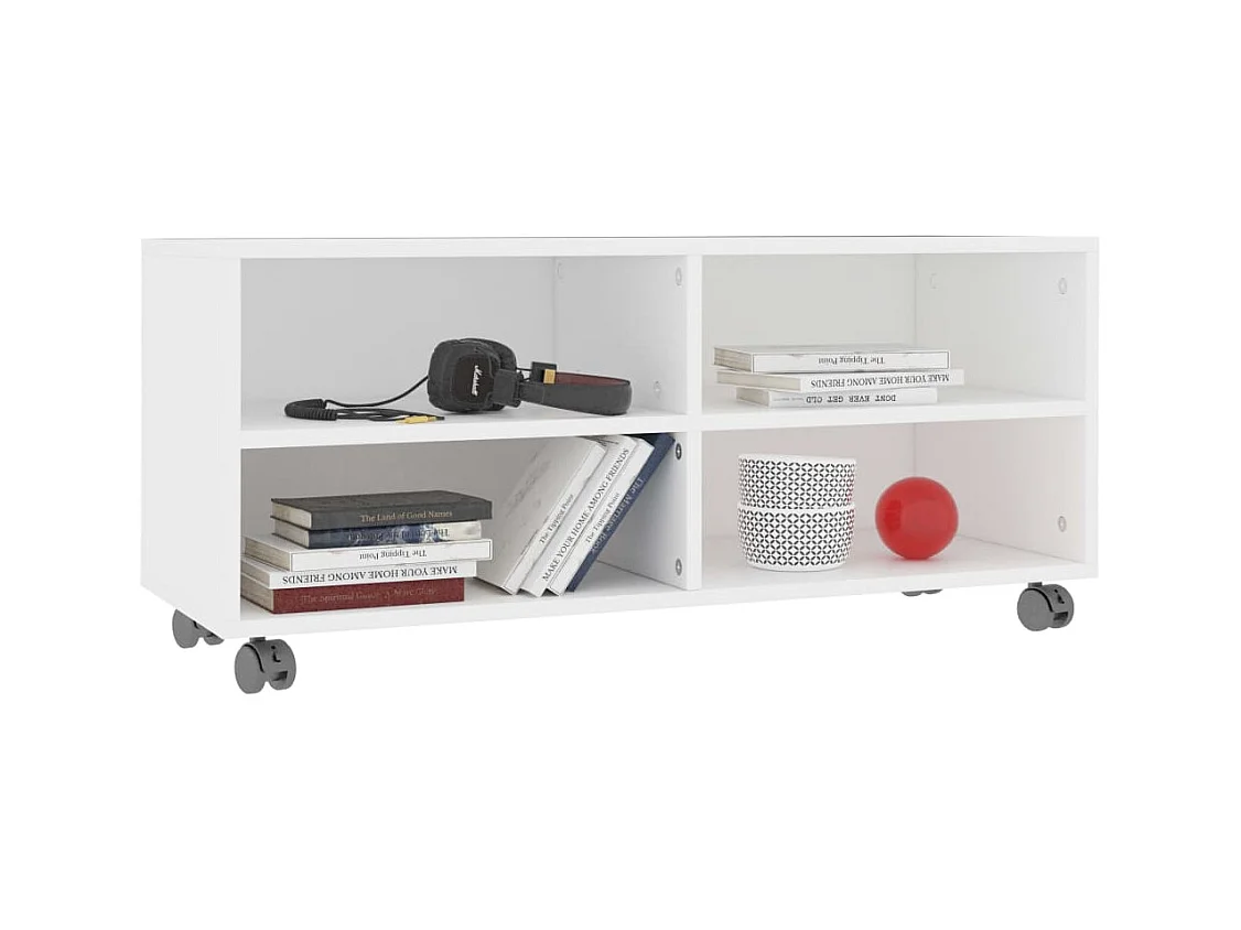 Meuble TV avec roulettes Blanc 90x35x35 cm Bois d'ingénierie