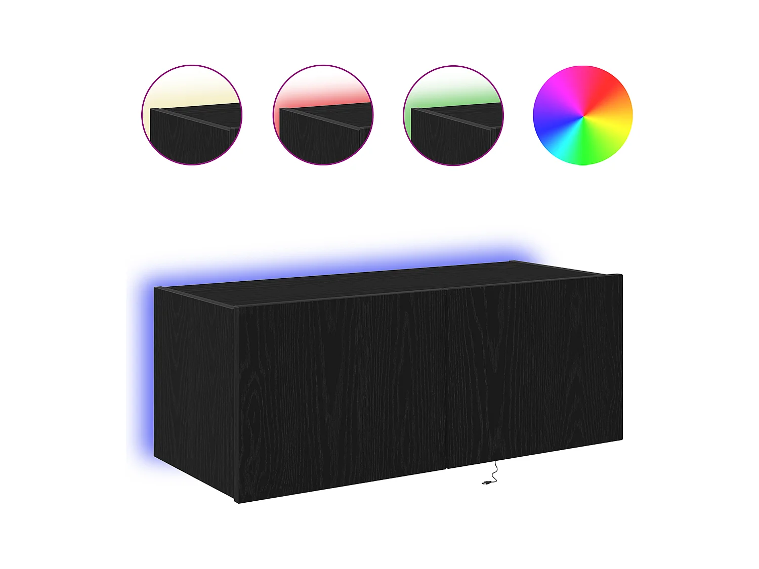 TV-meubel met LED-verlichting Zwarte Eiken 80x35x31 cm