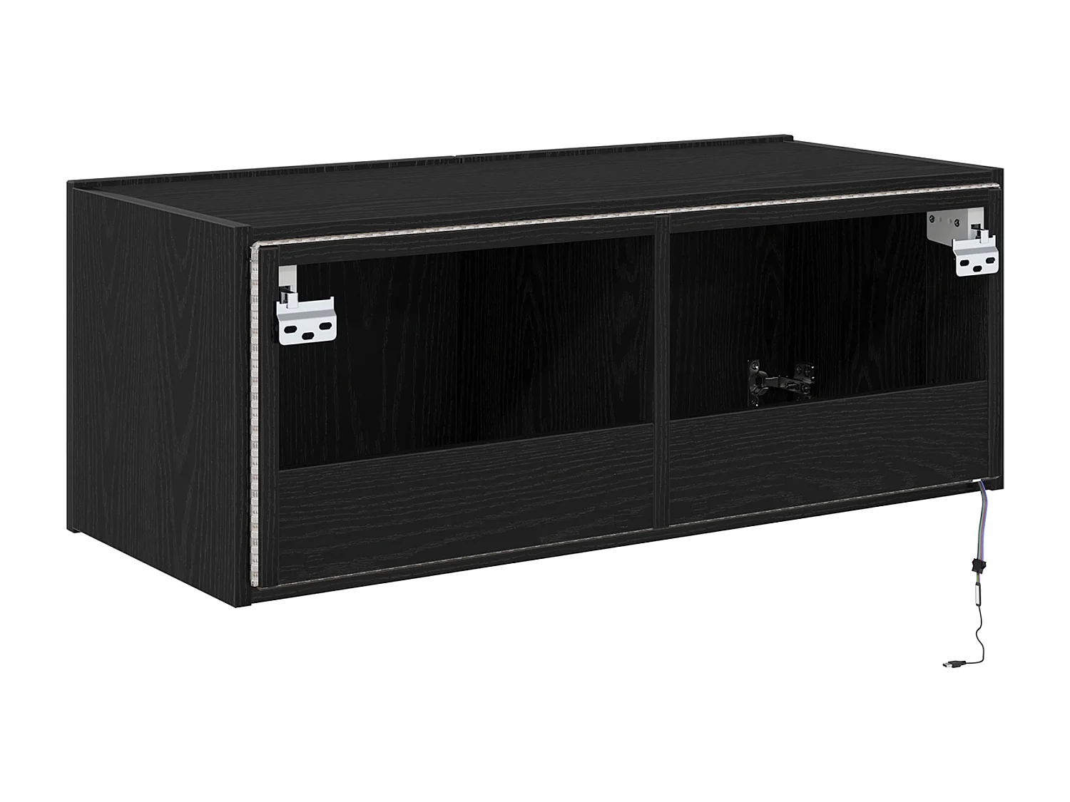 Mobile TV con illuminazione LED Rovere Nero 80x35x31 cm