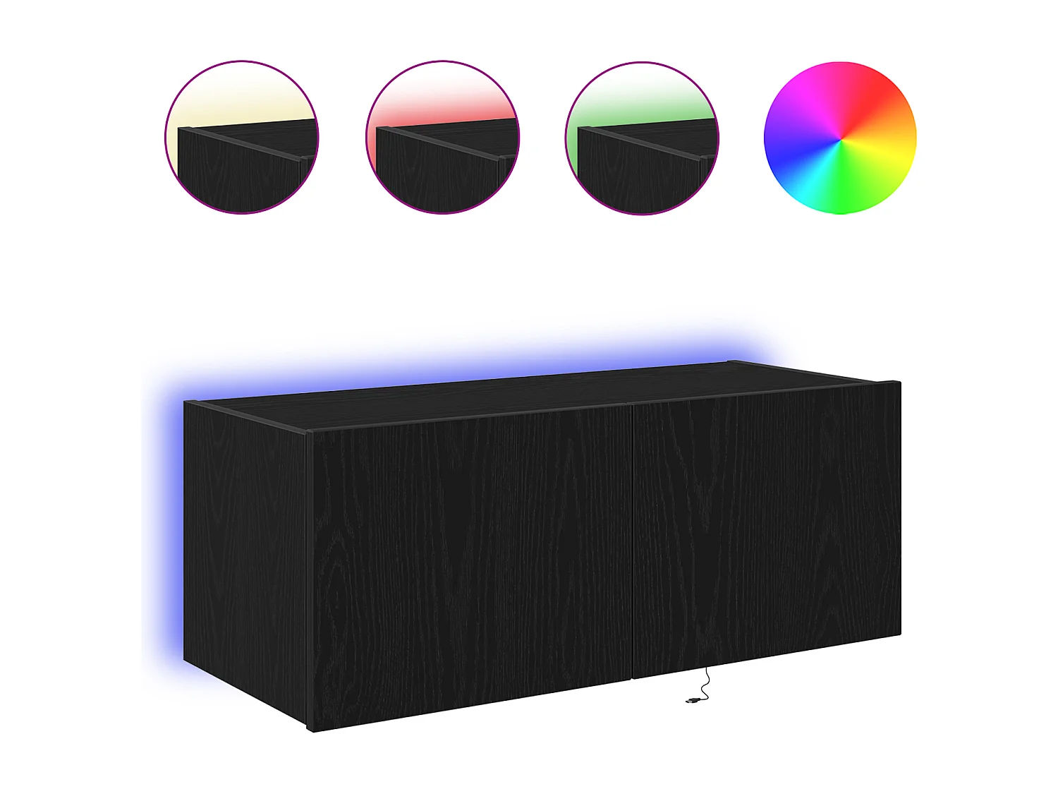 TV-meubel met LED-verlichting Zwarte Eiken 80x35x31 cm