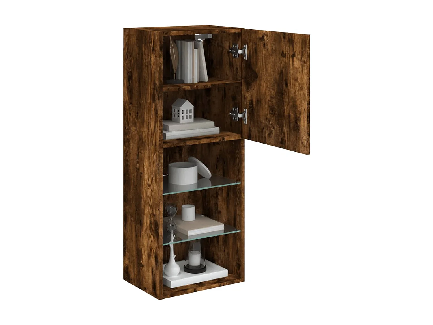 Meuble TV avec lumières LED chêne fumé 40,5x30x102 cm