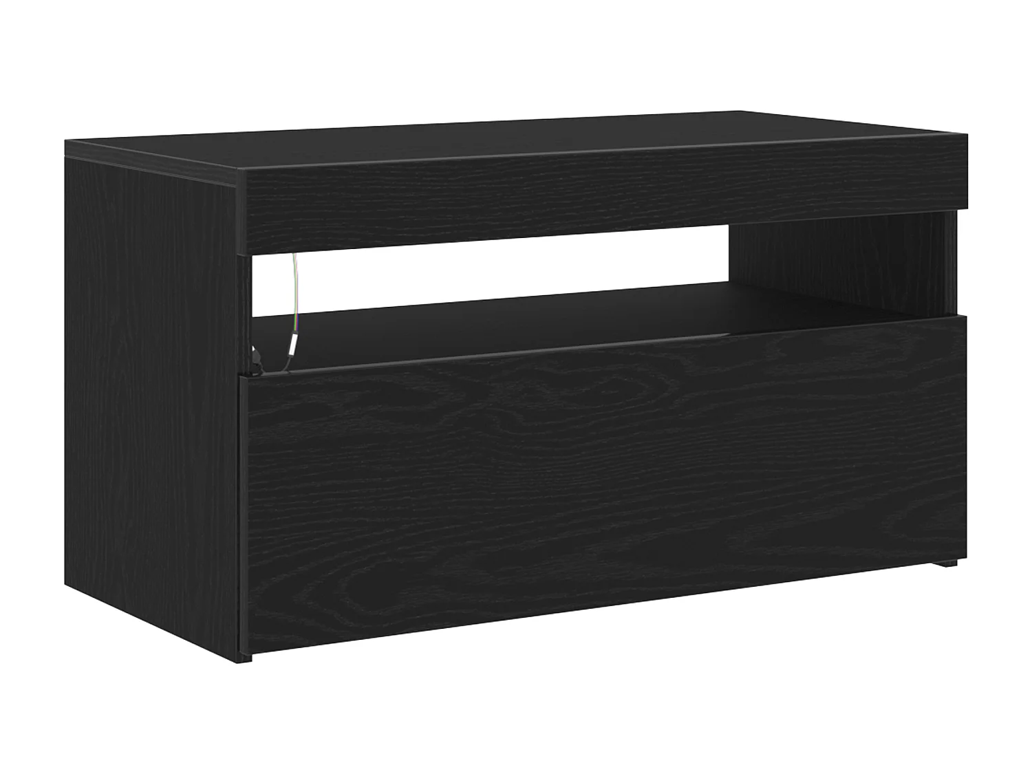 Meuble TV avec lumières LED Chêne Noir 75x35x40 cm en bois d'ingénierie