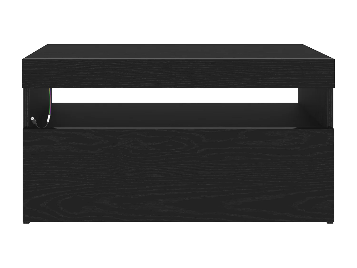 Meuble TV avec lumières LED Chêne Noir 75x35x40 cm en bois d'ingénierie