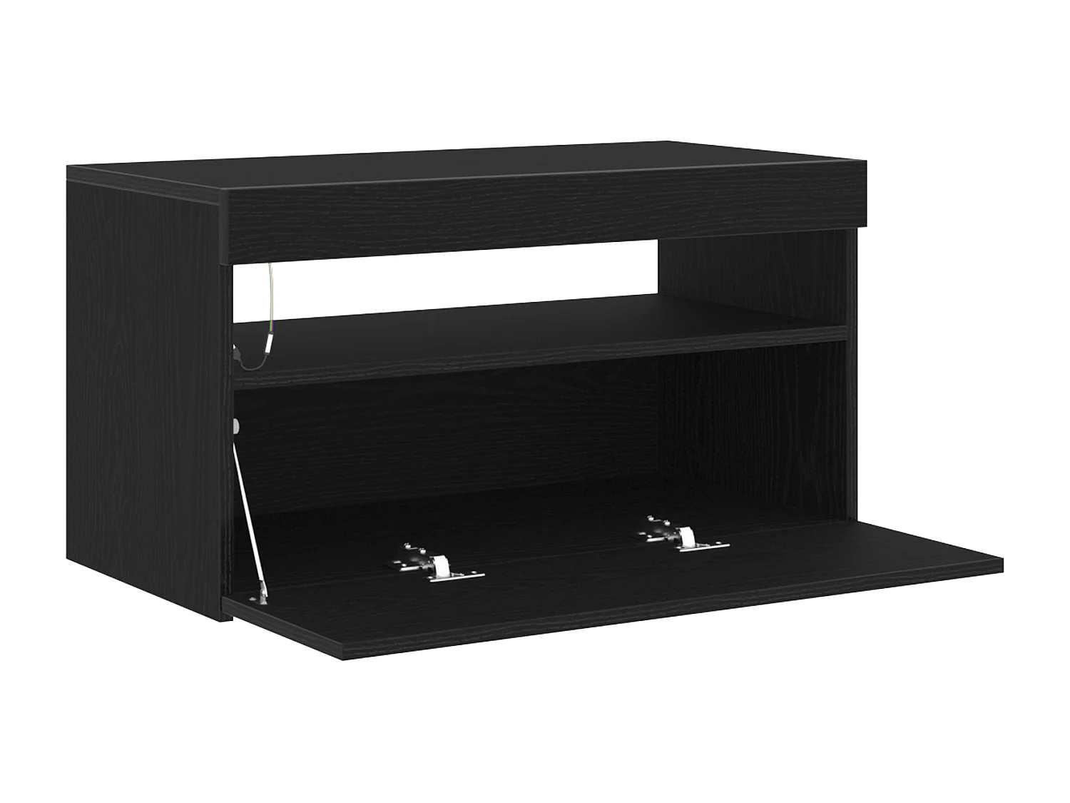 Meuble TV avec lumières LED Chêne Noir 75x35x40 cm en bois d'ingénierie