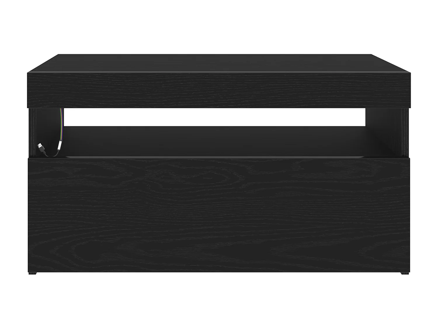 Meuble TV avec lumières LED Chêne Noir 75x35x40 cm en bois d'ingénierie