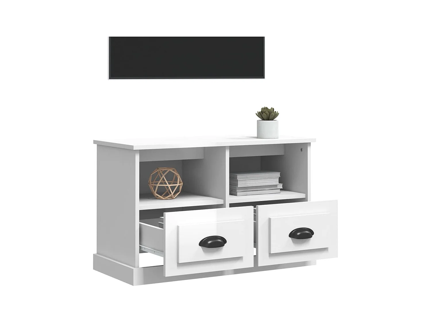 Meuble TV blanc brillant 80x35x50 cm bois d'ingénierie