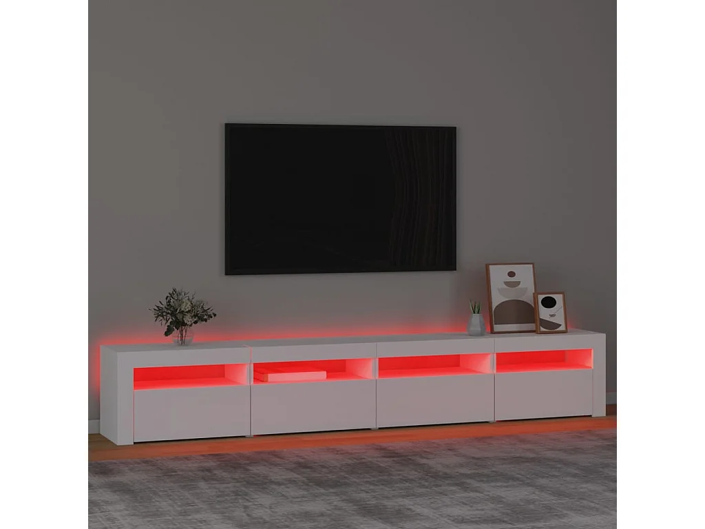 Meuble TV avec lumières LED Blanc 240x35x40 cm