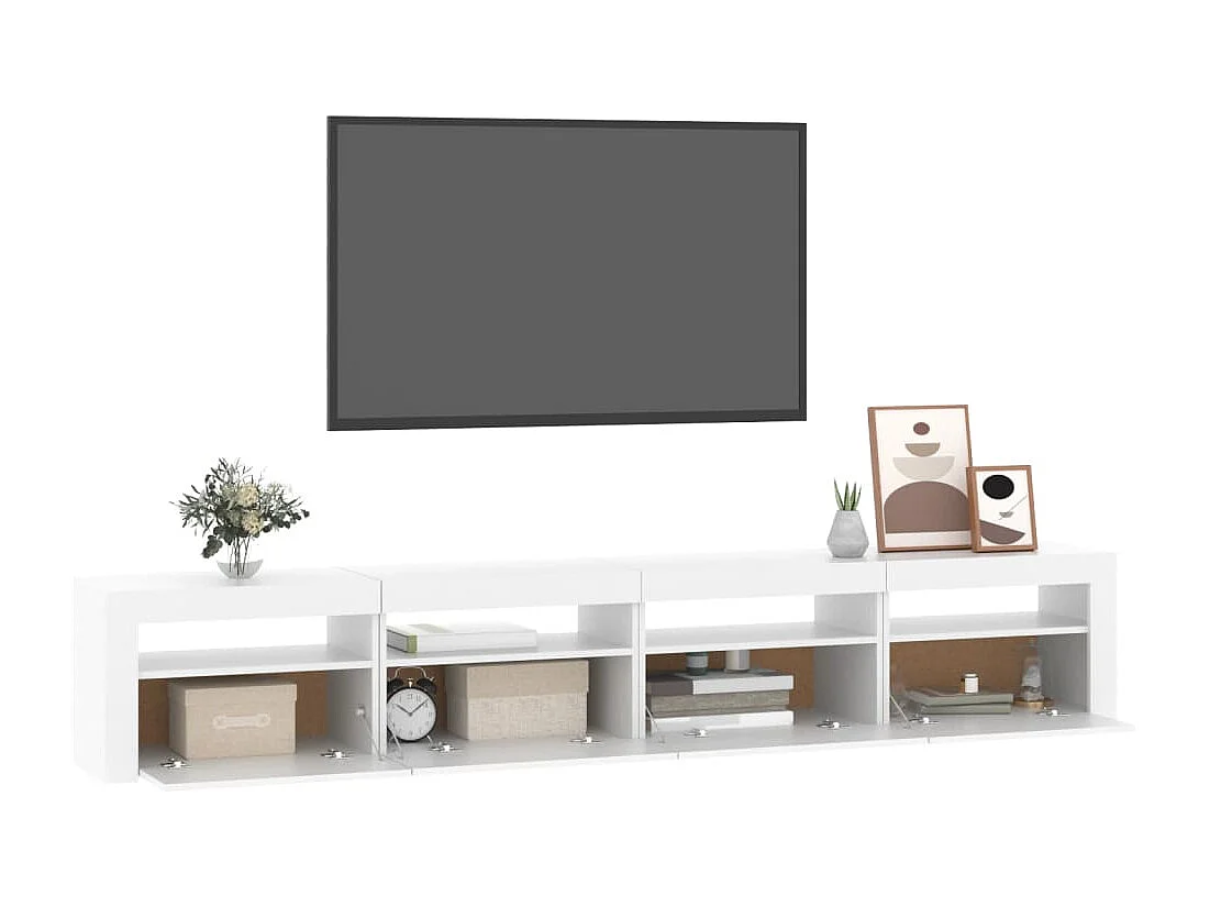 Meuble TV avec lumières LED Blanc 240x35x40 cm