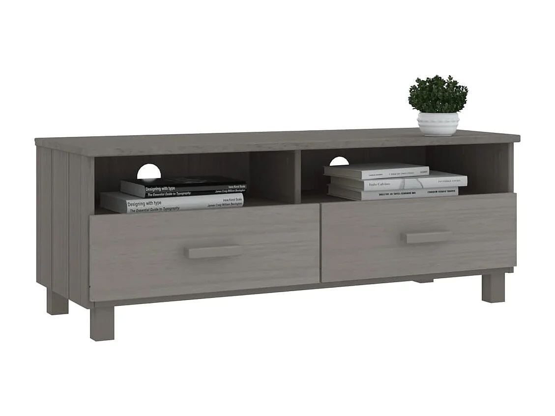Meuble TV  Gris clair 106x40x40 cm Bois massif de pin