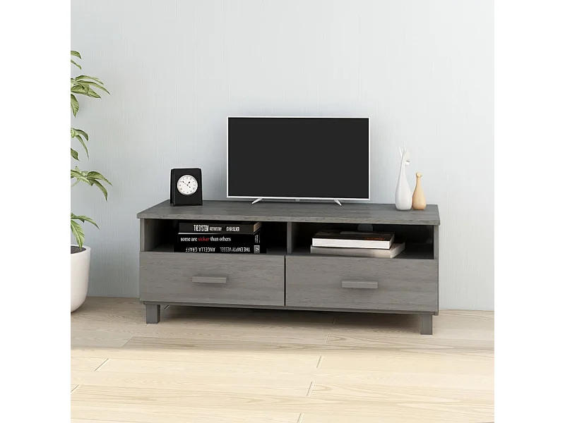 Meuble TV  Gris clair 106x40x40 cm Bois massif de pin
