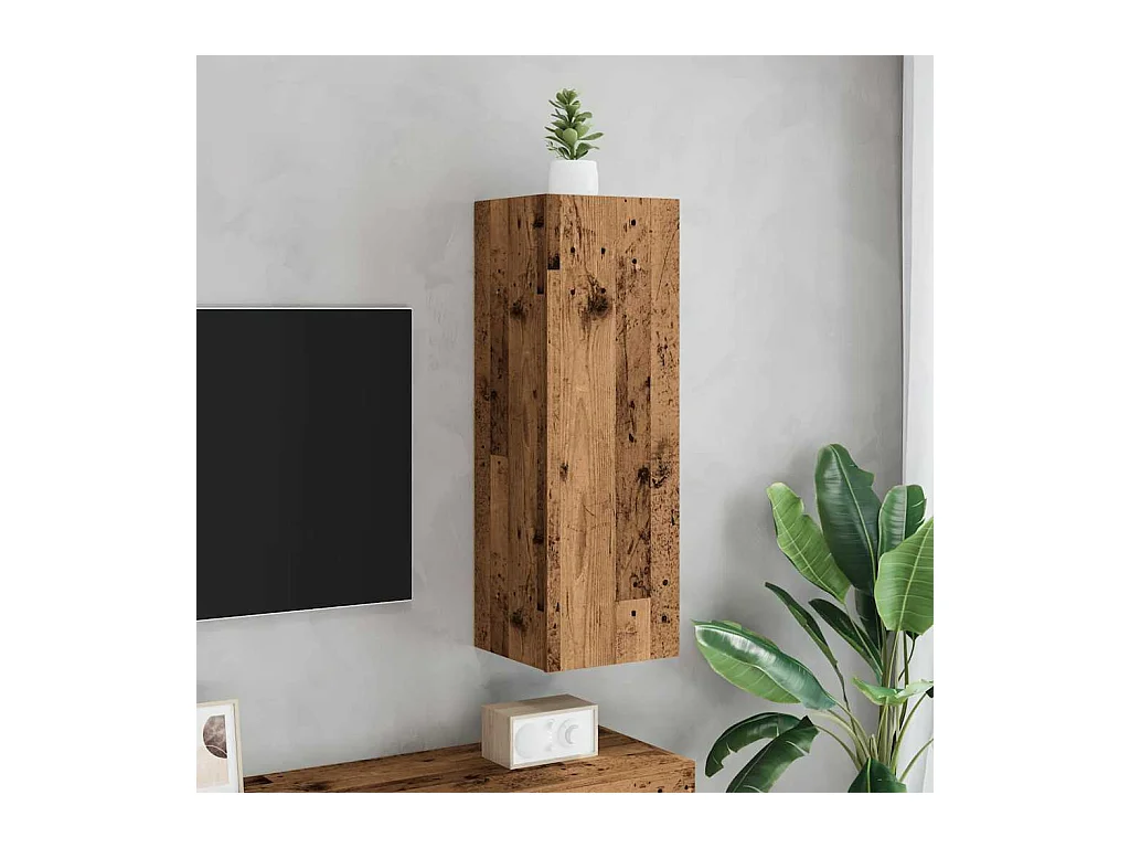 Mueble de pared de madera antigua 30,5x30x90 cm madera de ingeniería