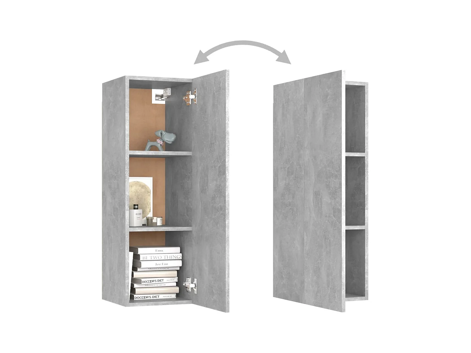 Mobile TV grigio cemento 30,5x30x90 cm in legno ingegnerizzato