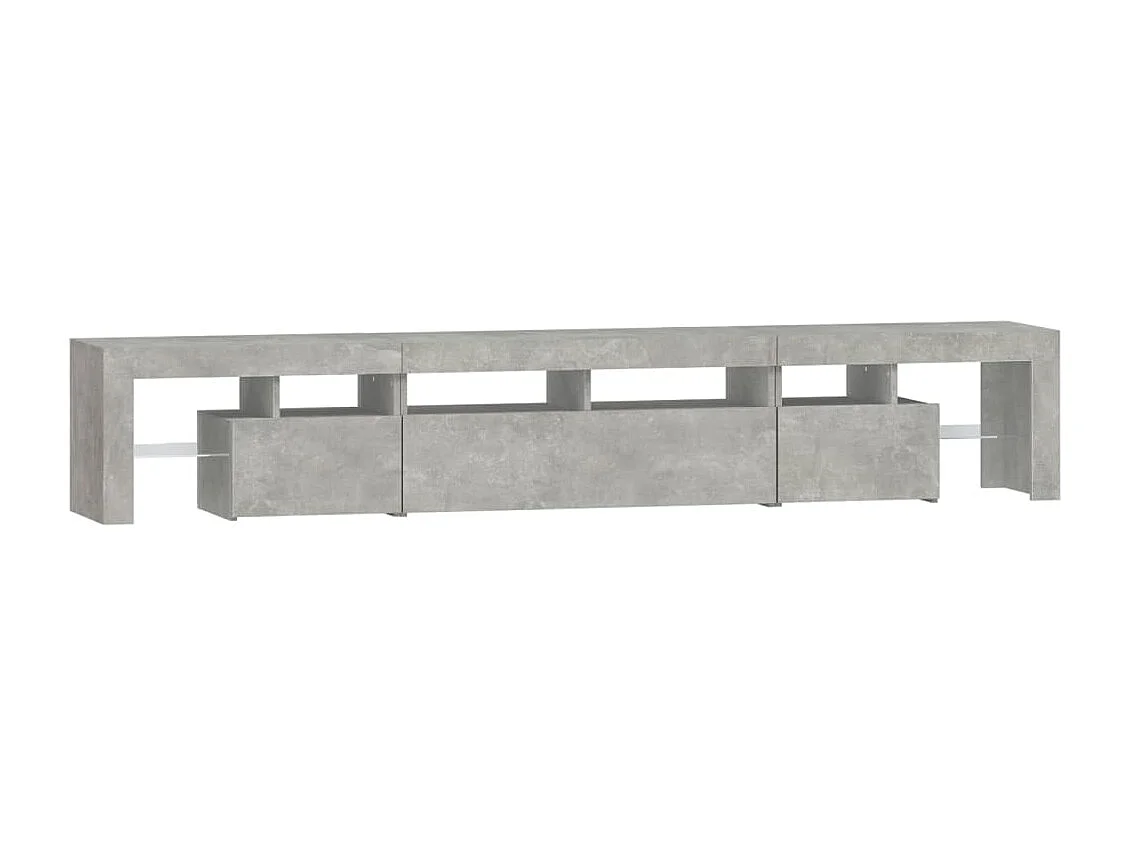 Meuble TV avec lumières LED Gris béton 230x36,5x40 cm