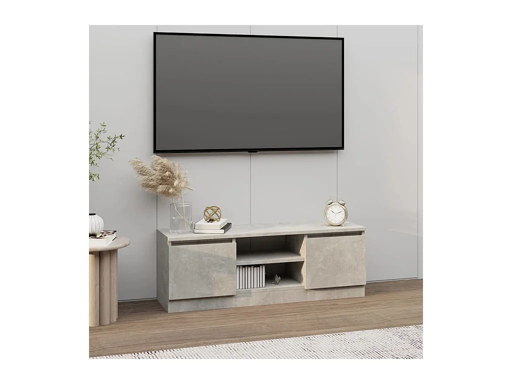 Meuble TV avec porte Gris béton 102x30x36 cm