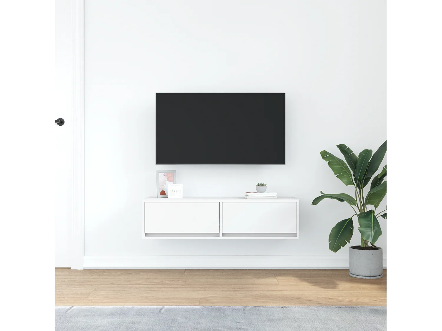 Mobile TV bianco 100x31x25,5 cm in legno ingegnerizzato