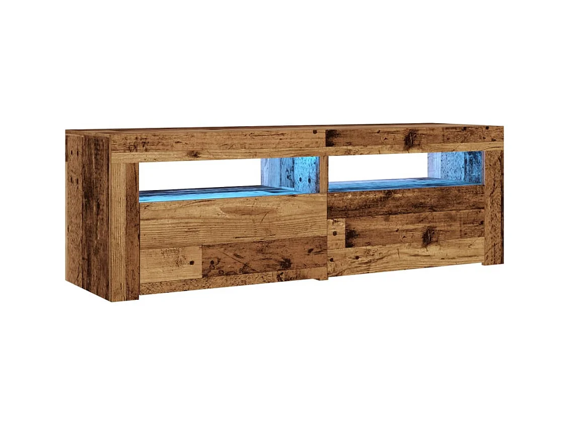 Meuble TV avec lumières LED vieux bois bois d'ingénierie