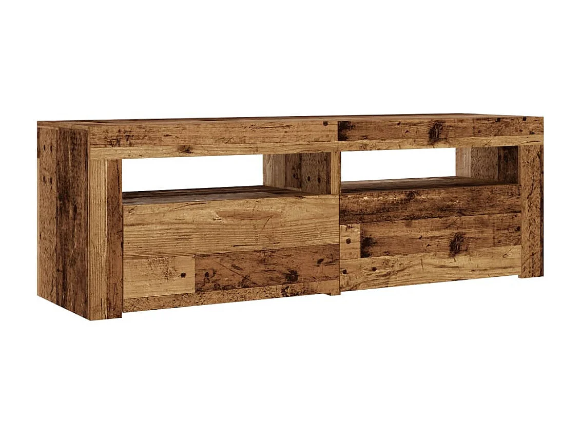 Meuble TV avec lumières LED vieux bois bois d'ingénierie