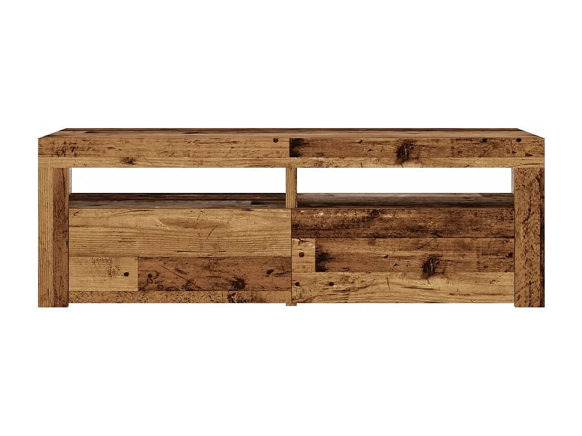 Meuble TV avec lumières LED vieux bois bois d'ingénierie